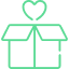 Green Gift box vector icon| Heart Symbol| Open Package| 100% On Time Delivery| Online Academic Writers| London Papers UK